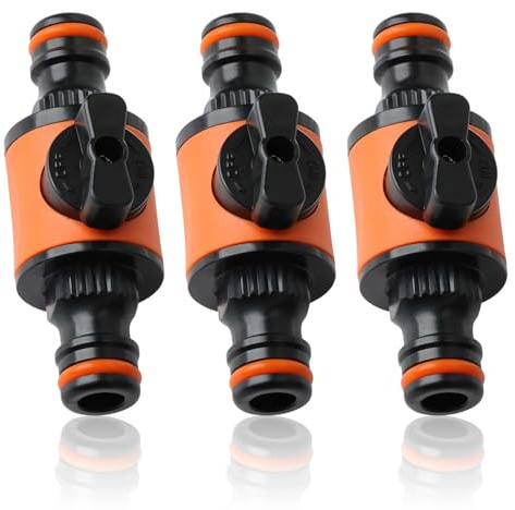 Valve Connector 3PCS Quick Release Hose Connectors with Shut-Off Garden Hose Pipe Fittings Double Way Tap Pacifier Valve for Irrigation Water Flow Control Pressure Washers Outdoor Cleaning