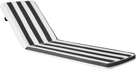 VEVOR Deckchair Auflagen, 1889x561x71mm, Liegenauflagen für Außenbereich, wasserabweisend & farbecht, Sonnenliegen-Kissen, Dicke Terrassen-Liegepolster für Pooldeck, schwarz-weiß gestreift