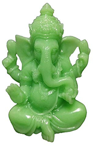 qudkdhs Stück leuchtendes Harz, hellgrün, Ganesha-Buddha-Statue, Ornament, künstlicher Jadestein, Elefantengott-Skulptur, Miniatur-Figuren, Statuen, Heimdekoration