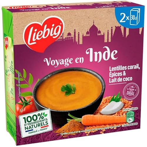Liebig Voyage en Inde Lentilles Corail Epices & Lait de coco 2x30cl