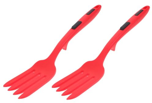 UKCOCO Tenedor de Cocina de Silicona 2 Piezas Flexible y Resistente al Calor Antiadherente Compatible Lavavajillas Diseño Ergonómico Seguro Olor para Fideos y Espaguetis