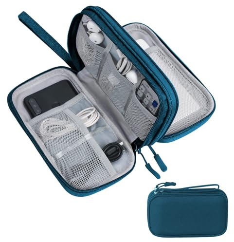 Simpolor Travel Cable Organiser Bag,Electronic Gadget Storage Tech Bag | Simpolor Waterproof Travel Essentials Cable Organiser Bag,Double-Layer Portable Gadget Bag for Charger - Green,M