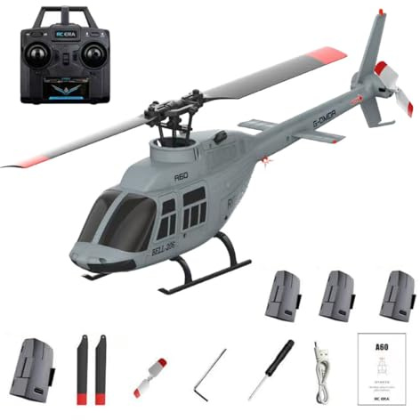 A60 Bell206 6G ferngesteuerter Hubschrauber für Erwachsene, 2,4G 6CH 6G Stabilisierungs-RC-Hubschrauber mit barometrischer Höhenhaltung und Ein-Tasten-Start und -Landung für Enthusiasten