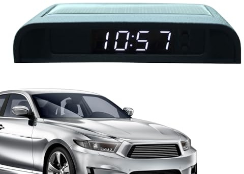 Reloj digital solar para coche, con luz solar, reloj digital portátil, con adhesivo, funciona con pilas y energía solar, electrónica para coche