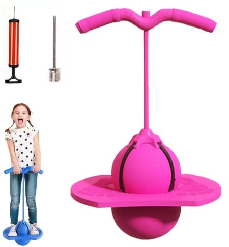 LUCKKY Pogo-Sprungball für Kinder und Erwachsene, Pogo Jumper mit Griff und Ballpumpe, Hüpfspielzeug Outdoor, Hochsprungspielzeug Springen Trickbrett für Gleichgewichtstraining, Sport (Rosa)