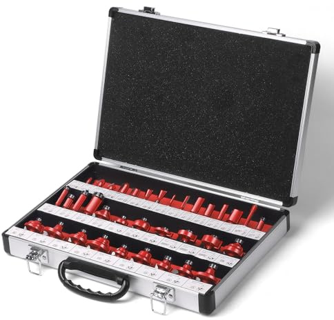 iDMRURvm 35tgl Fräsersatz Set für Holzbearbeitung 6mm Nutfräser Profilfräser für Oberfräse Holzfräser Fräser Bit Set mit Schraubenschlüssel