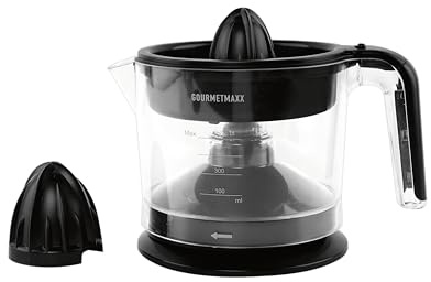 GOURMETmaxx Exprimidor eléctrico 25W - zumo fresco con solo pulsar un botón | Recipiente para zumo de 700 ml | Cono exprimidor grande | Con colador y patas antideslizantes