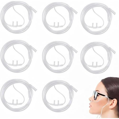 8 Stück Sauerstoffbrille Nasenbrille, 2M Sauerstoffschlauch Verbindungsschlauch, Sauerstoffschlauch Verbindungsschlauch für Atemtherapie, Sauerstoffgeräte, Kompatibel mit Masken, Nasenbrillen