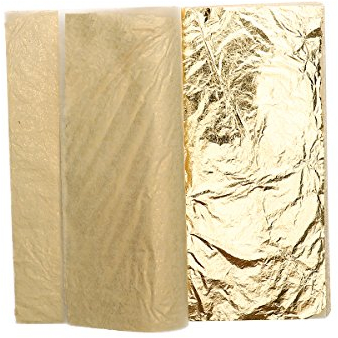 Blattgold - ROSENICE Blattsilber Schlagmetall 100 Blätter Imitation Blattgold für Kunst Handwerk Dekoration 14 * 14CM