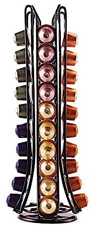 Ever Rich ® Tower 40 Coffee Capsule Pod Holder - Rotating Design Compatible with Nespresso Capsules (Black Flower 40)
