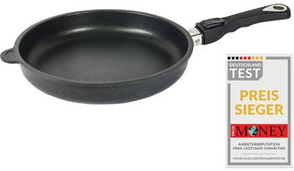 AMT Gastroguss Bratpfanne 26 cm Ø, 5 cm hoch, abnehmbarer Stiel, nicht induktionsgeeignet, Lotan® Antihaft-Veredelung, Gusspfanne (Aluguss), AMZN-526-Z20B