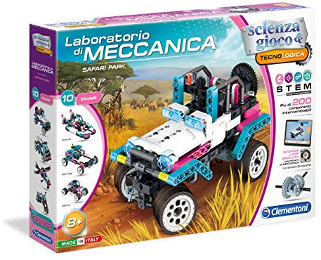 Clementoni - 19089 - Scienza e Gioco - Laboratorio di Meccanica - Safari Park - Made in Italy - Set Costruzioni Bambini 8 Anni+ (Versione in Italiano)
