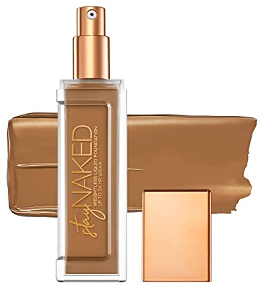 Urban Decay | Stay Naked Weightless Liquid | Foundation | Make Up | Wasserresistent | Mittlere Deckkraft | Vegan | Medium Dark Warm | Pfirsichfarbener Unterton | 60 WO | 30 ml