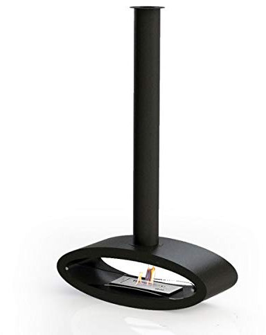 GLOW FIRE Ethanolkamin Karlstad, ovaler Kamin, frei hängend, Deckenkamin, Schwarz, TÜV Zertifiziert, 6 Stunden Brenndauer