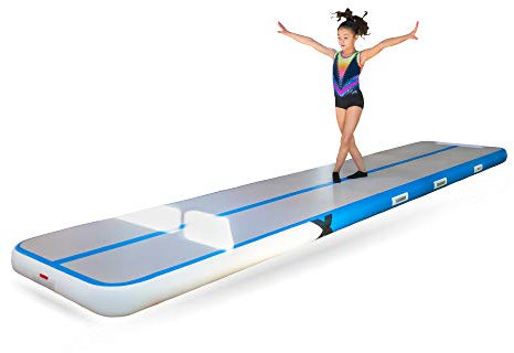 YouAre Air Track Matte 15 cm Höhe AirFloor Trainingsmatte Schwarz 5M AirTrack Tumbling Mat Aufblasbar Gymnastikmatte mit Luftpumpe (Blau, 5M)