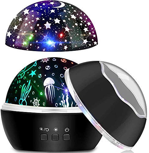 Upgrade LED Starry Sky Night Light Planet Projector Lamp Ball 8 modes Colorful Rotate Flashing Star Kids Baby Kids Birthday Gift,Black