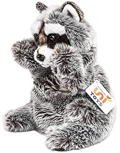 Uni-Toys - Títere de mano mapache - 26 cm (altura) - Oso, animales del bosque - Peluche de peluche.