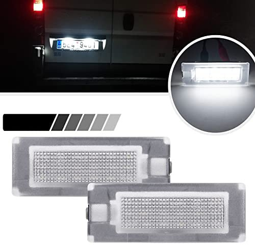 2 x weiße LED Kennzeichenbeleuchtung Canbus LED Nummernschildbeleuchtung kompatibel mit Fiat Ducato Peugeot Boxer Citroen Jumper 2006–2019 | Boxer, C/itroen Jumper 2006-2019, 2Pcs, hinterer Direktersatz, IP67-wasserdicht, Klarglas
