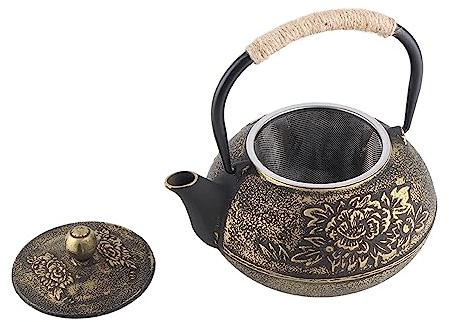 Restokki Gusseiserne Teekanne im Japanischen Stil, Gusseisen Kessel mit abnehmbarem Teesieb, klassische Kanne für Tee, Fassungsvermögen 900 ml