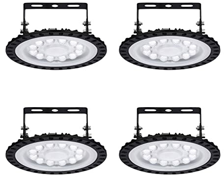 Sararoom 4Pack 50W UFO LED High Bay Lumière, 5000LM 6500K Led Industriel Lumière Super Lumineux, Projecteur LED Exterieur Ultra Mince IP65 Étanche pour Garage Usine Atelier Gymnase