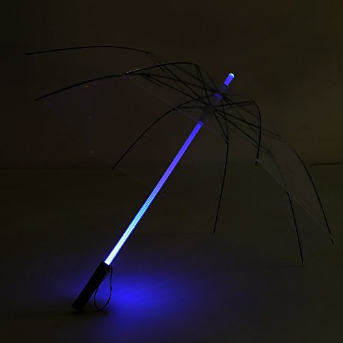 YANYUESHOP Parapluie Sabre Laser LED, parapluies de Golf Lumineux avec 7 Couleurs changeantes sur Le Parapluie de Lampe de Poche pour Une Marche Nocturne en Toute sécurité (Transparent)