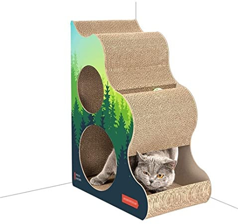 Katzenkratzbrett Kratzbrett Kratzpappe Cat Scratcher Katzenkratzunterlage Sparen Sie Platz An Der Ecke Katzenkratzer Mit Zwei Löchern Und Glockenkugel, Strapazierfähiger Karton Katzen Kratzmatte Kratz