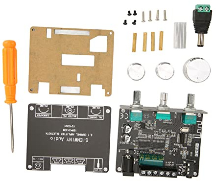 VBESTLIFE Scheda Dell'amplificatore del Suono, Modulo Amplificatore di Potenza Bluetooth 5.1 da DC 9 a 24 V, Scheda Dell'amplificatore del Suono di Regolazione della Manopola HiFi a 2.1 Canali