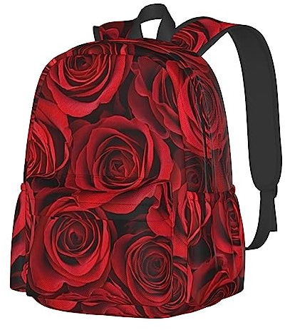 VACSAX Rucksack mit Rosenmuster, Laptop-Rucksack für Herren und Damen, Sportrucksack, lässiger Tagesrucksack, Schwarz , One size