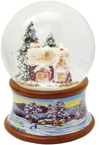 Schneekugel Zuckerbäckerhaus Weihnachtsbäckerei auf nostalgische Winterlandschaft Braunton Weihnachten Winter mit Spieluhr - 100mm breit * 20195