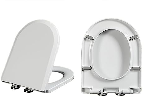 Flipped Warmth WC Sitz D-Form, Toilettendeckel Mit Absenkautomatik, WC Sitz Abnehmbar, Scharnier Zur Befestigung Oben Klodeckel Weiß, Toilettensitz Aus UF, Klodeckel D-Form WC Deckel,02d 35.5 * 44