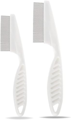 Peine de metal con mango largo para quitar liendres de cabeza para mascotas, niños y adultos (14 cm, 18 cm)