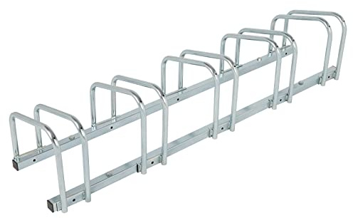 The Workplace Depot Outdoor Bike Rack, rust proof galvanised zinc plated steel, Silver, Cycle Storage Stand for 5 Bicycles, Floor Mounted Toast Rack - 274(H) x 1320(W) x 320(D) mm