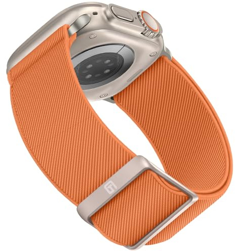 Suphart Compatible with Apple Watch Strap 49mm 45mm 44mm 42mm for Men Women Stretchy Solo Loop Strap Nylon Sport Strap Designed for Apple Watch Ultra 2 Ultra SE Series 9 8 7 6 5 4 3 2 1, Orange