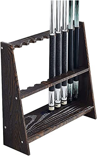 LYFDPN Moderner Holz-Billard-Queue-Ständer, großer freistehender 10-Loch-Billard-Queue-Ständer (Dark Brown)