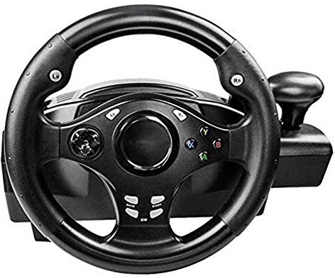 RajoNN Volante da Corsa per Giochi, per Simulazione di Auto, USB Universale da 270 Gradi con Pedali per PS4, PS3, PS2, PC, X360, Nintendo Switch