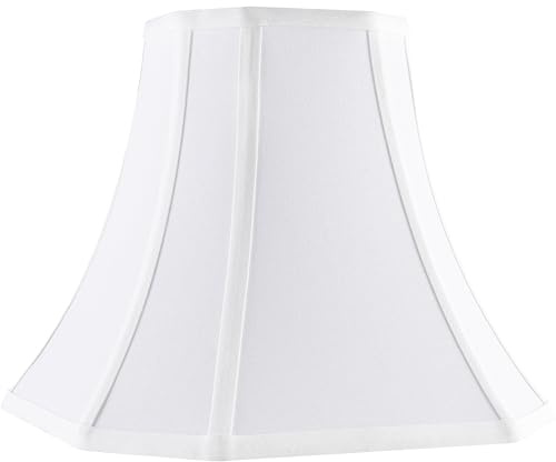 JERHOUS White-Ivory Square Cut Corner Bell Lamp Shade Medium Lampshade 6.5``Top×13``Bottom×10.6``Hight(Spider) Modern Lamp Shade for Table & Floor Lamp - Lampshade Replacement