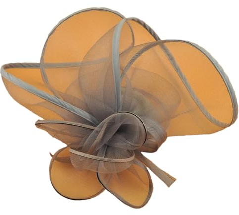 Yeuyyben Eleganter Fascinator für Damen, Kirchenkopfbedeckung, Netzstoff, Gaze, Blume, Fascinator, Cocktail-Party, Damen-Kopfbedeckung, grau, Einheitsgröße