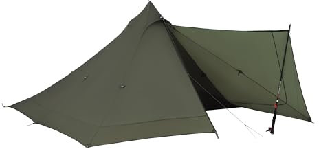 Thous Winds Leichtes Zelt, Ultraleichtes Pyramidenzelt für 2 Personen, mit Regenzelt und Tragetasche für Rucksackreisen, Trekking, Camping, Klettern, Wandern, Olivgrün