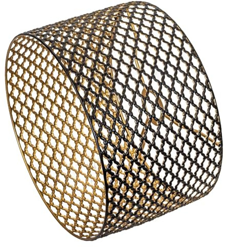Osasy Vintage Metall Lampenschirm, Rund, Schwarz Gold, Hohlgeschnitzt|Trommelform, Für Stehlampe, Für Hängelampe, Für Tischlampe, Für Deckenleuchte