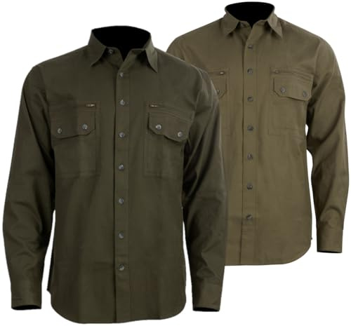 La Chasse® Doppelpack-Jagdhemden Yukon 2er-Pack Outdoorhemden olivgrün/Schilf Jägerhemden von Oefele Jagdbekleidung (DE/NL/SE/PL, Kragenweite, 43, 44, Regular, Regular, Oliv/Schilf)