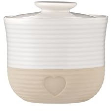 Mason Cash Rustic Charm Storage Jar 700ml Stoneware with Airtight Lid French Provincial Design with Heart Motif Ideal for Tea Coffee Sugar Rice
