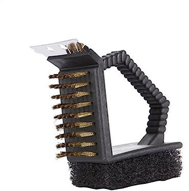 BESPORTBLE Grillreiniger Mit Edelstahlschaber Messingborsten Und Scheuerschwamm Für Effektive Reinigung Von Porzellan Edelstahl Und Gusseisen Ergonomischer Griff Für Bequemes Handling