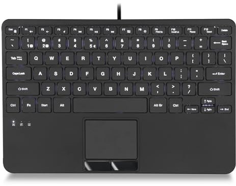 perixx PERIBOARD-425 Mini USB Wired US Keyboard with Touchpad, X-Type Scissor Keys, Backlit, 2 USB Hubs, Compact 11.4 x 7.1 x 1.1 inches, US English