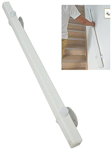Kit de pasamanos de pared de madera, color blanco, pasamanos de escalera para interiores para ancianos, rústico, antideslizante, barandilla de pasillo (largo 50 cm)