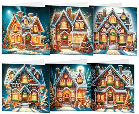Generisch DIY Diamond Painting Grußkarte,5D Diamant Malerei Weihnachten Karten Geburtstag Karte Weihnachtskarte Geschenkkarte postkarten,Weihnachten Geschenk für Freunde und Familie und Lehrer(6pc-10)