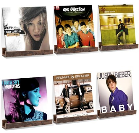 Tobriavor 6 Pezzi Porta CD da Parete,Parete per Scaffali per Dischi Mensole da Muro Porta Dischi Vinile Mensole da Parete Galleggianti per Dischi Portafoto Decorazioni-11.8in