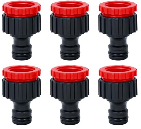 TOPWAYS 3/4 inch and 1/2 inch Hose Tap Connector, 2in1 Plastic Graden Threaded Faucet Adapter Outside Tap Connector For Hose Pipe (6pcs)