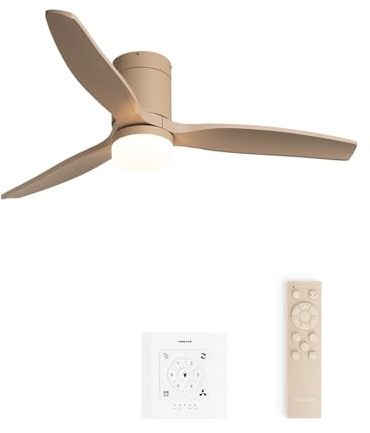 CREATE / WINDCALM M/Ventilador de techo ABS con luz arena con controlador y mando / 40W, Temporizador Ø132 cm, 6 velocidades, 3 temperaturas de luz, función verano-invierno