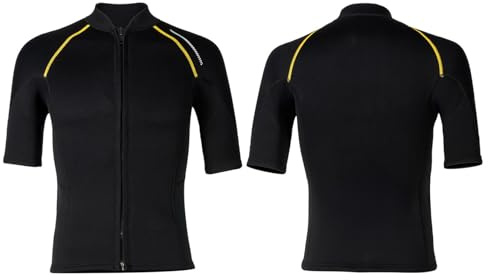 Yihuimin Men 1.5mm Neoprene Wetsuits Top Short Sleeve Rash Guard Shirts Professional Swimwear Black L