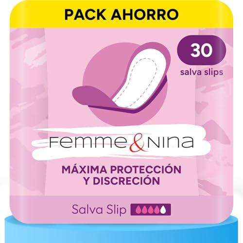 FEMME & NINA 30 Salvaslip Abosorbentes, Protegeslips Alta Fijación para Máxima Seguridad, Algodón con Tacto Suave para Extra Confort